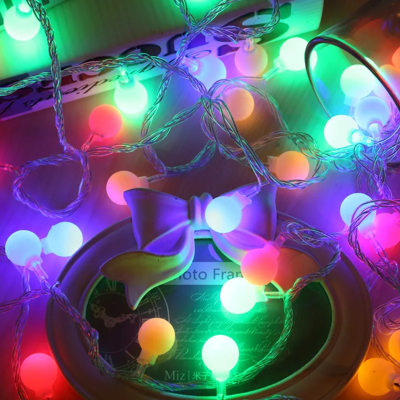 10 м 80LED Бусины круглые шары светодиодные Рождественские Праздничные огни батареи