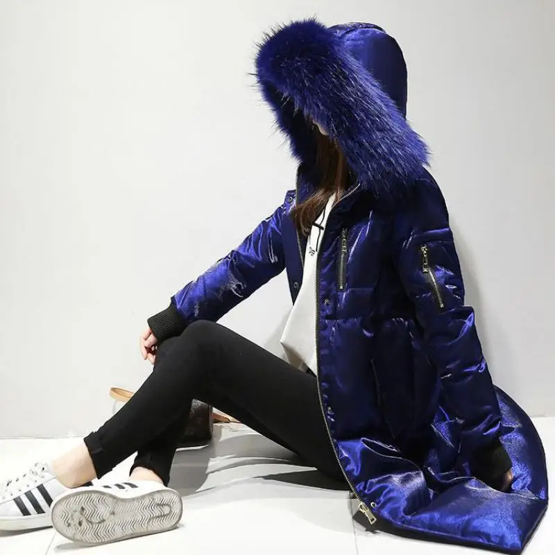 Женские Длинные куртки теплая парка с капюшоном и воротником из искусственного