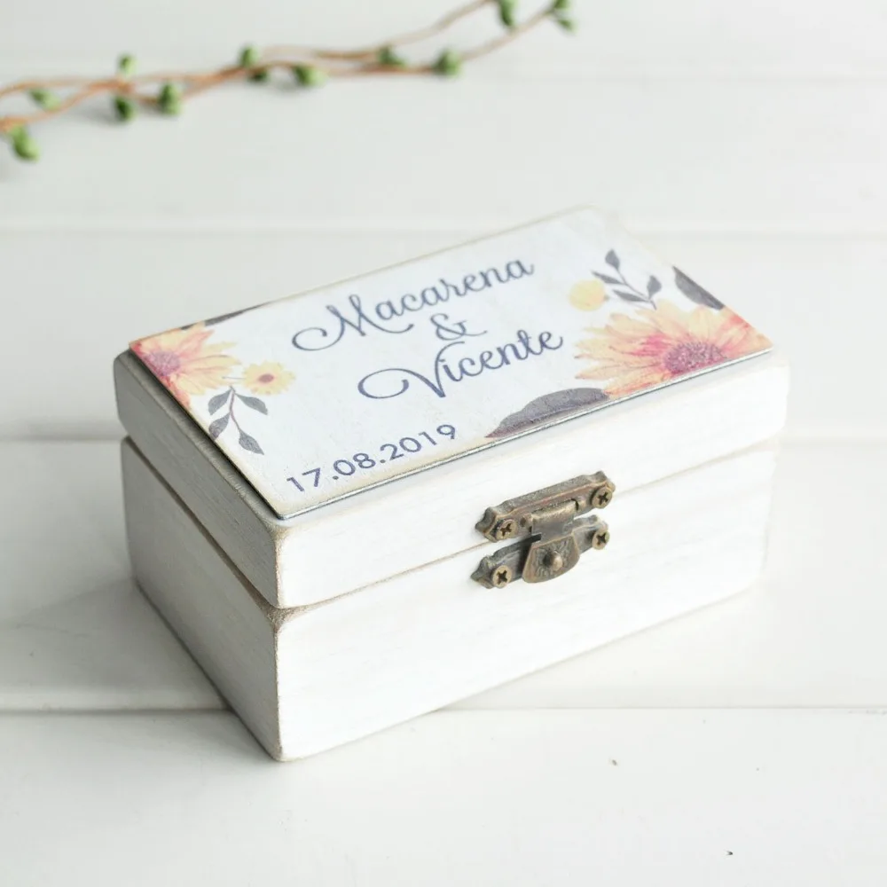 Персонализированная Коробка для обручального кольца свадебный подарок коробка
