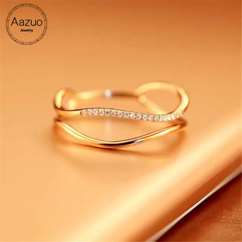 Aazuo реальные Diamonds18K розовое золото с зеркальной поверхностью двойные линии