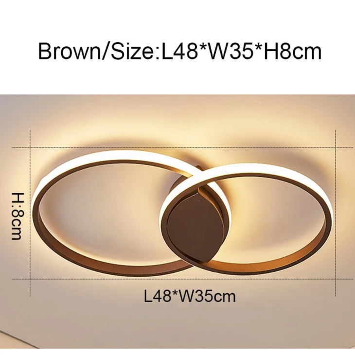 2 Rings Brown Затемняемые кольца с высокой яркостью, современные светодиодные потолочные лампы для гостиной, спальни, кабинета, потолочная лампа с двойным свечением - Цвет корпуса: 2 Rings Brown