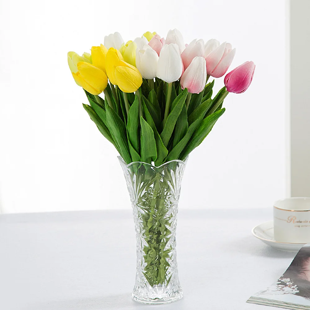 

10pcs PU artificial bouquet Real touch flowers Tulip Artificial Flower For Home Wedding decorative flowers & wreaths