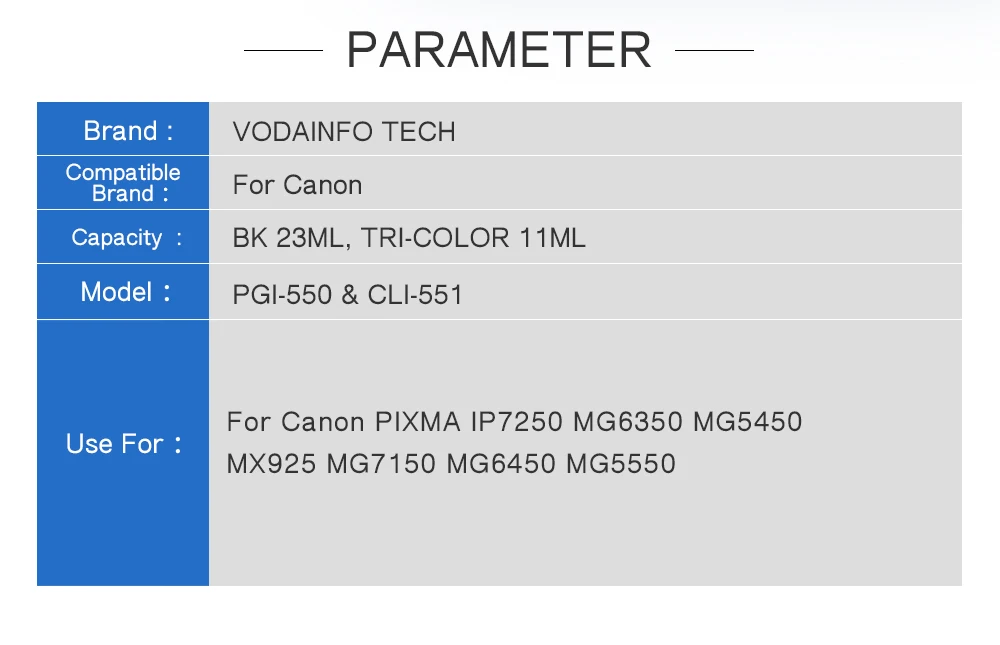 5 упаковок PGI-550 CLI-551 BK PGI550 совместимые чернильные картриджи для Canon Pixma MX-725 IX-6850 IP-8750 MG 5450 5550 струйный принтер