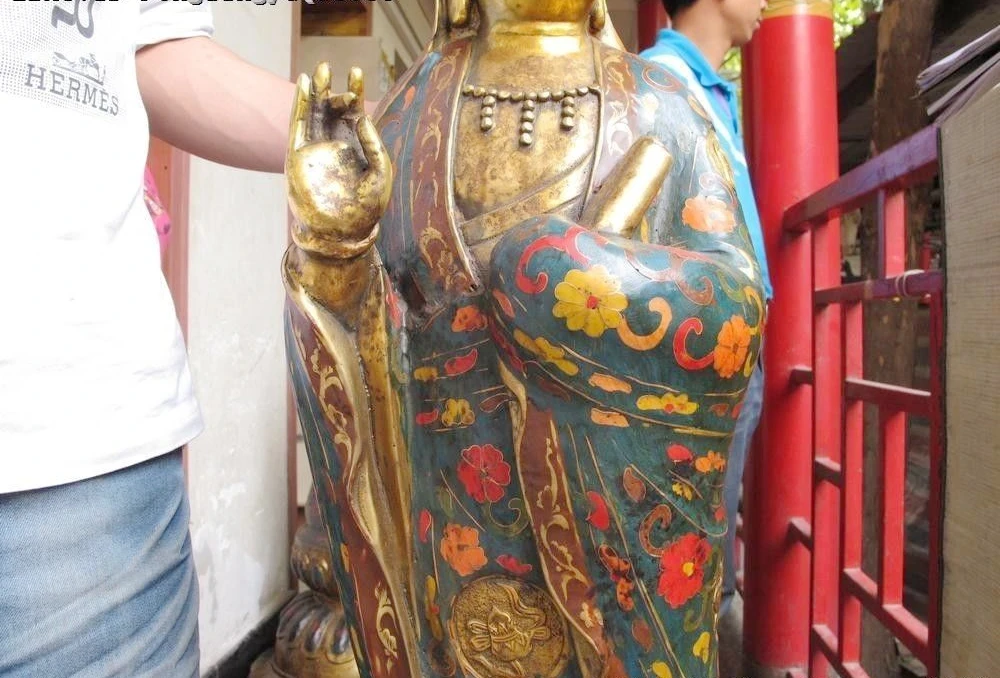 Тибетские бронзовые Перегородчатые Писания Guan Yin Kwan-yin Boddhisattva статуя богини | Дом