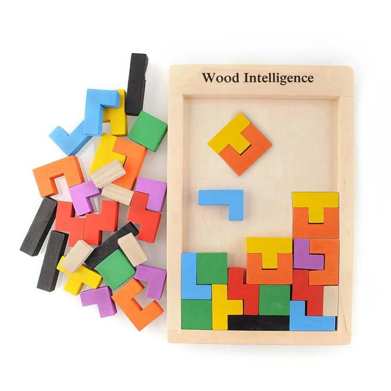 Новые Деревянные Игрушки Tangram головоломка игрушки тетрис игра дошкольного волшебства Интеллектуальные развивающие игрушки подарок для детей-15