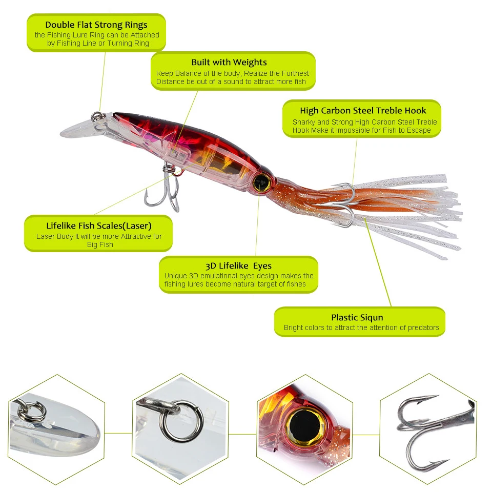 1 шт. рыболовная приманка 14 см 40 г|baits tackle|squid skirtslure bait |