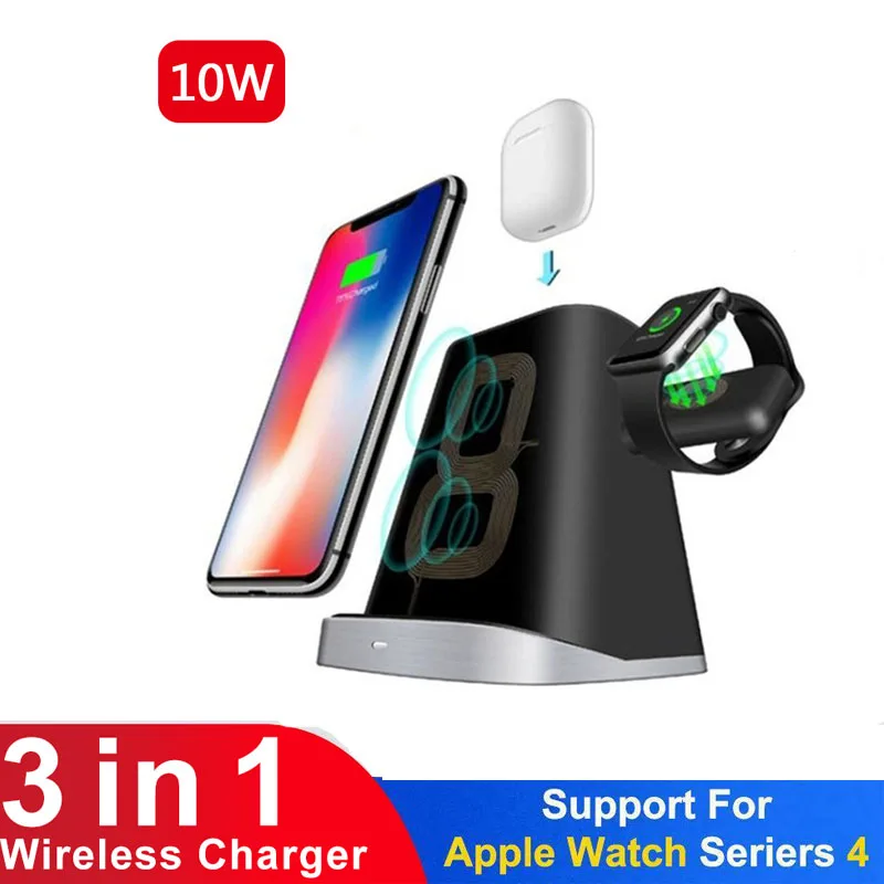 Для Apple Watch зарядное устройство серии 4 3 2 1, AirPods 3 в 1 Быстрое беспроводное зарядное устройство портативное USB зарядное устройство Беспроводная зарядная станция Док-станция