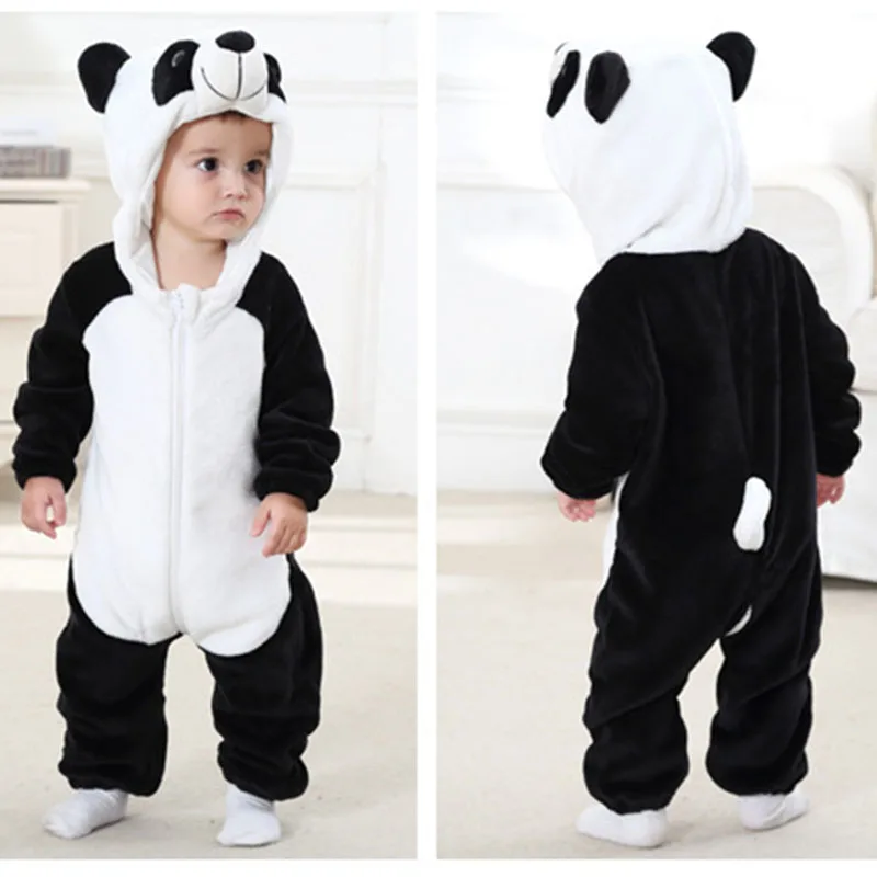 Зимняя одежда для малышей Мягкий Плюшевый фланелевый комбинезон с капюшоном