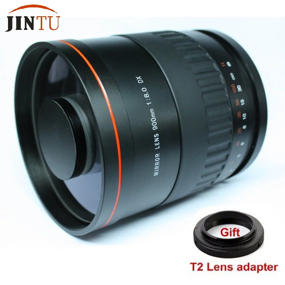 Зеркальный объектив JINTU 900 мм f/8 HD с кожаным чехлом + адаптер T2 для камеры SONY alpha A230