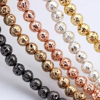 olingart natural volcanic rock stone goldsilver colorrose goldcopperblack round beads 468mm diy necklace jewelry making