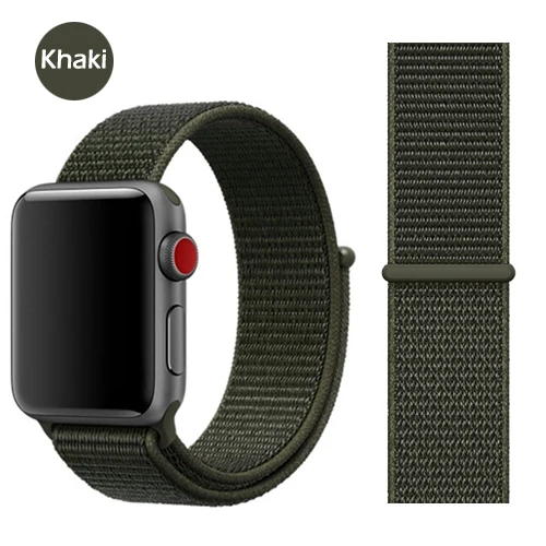 Ремешок для Apple Watch Series 4 3/2/1 полосы 38 мм 42 мм нейлон мягкая дышащая сменная Спортивная петля для iwatch 4 3 2 1 40 мм 44 мм - Цвет ремешка: Khaki