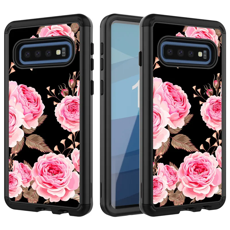 Передняя и задняя 360 градусов полный корпус защитный чехол для samsung note10 Plus мраморный цветок блестящий PU силиконовый ударостойкая гибридная Броня