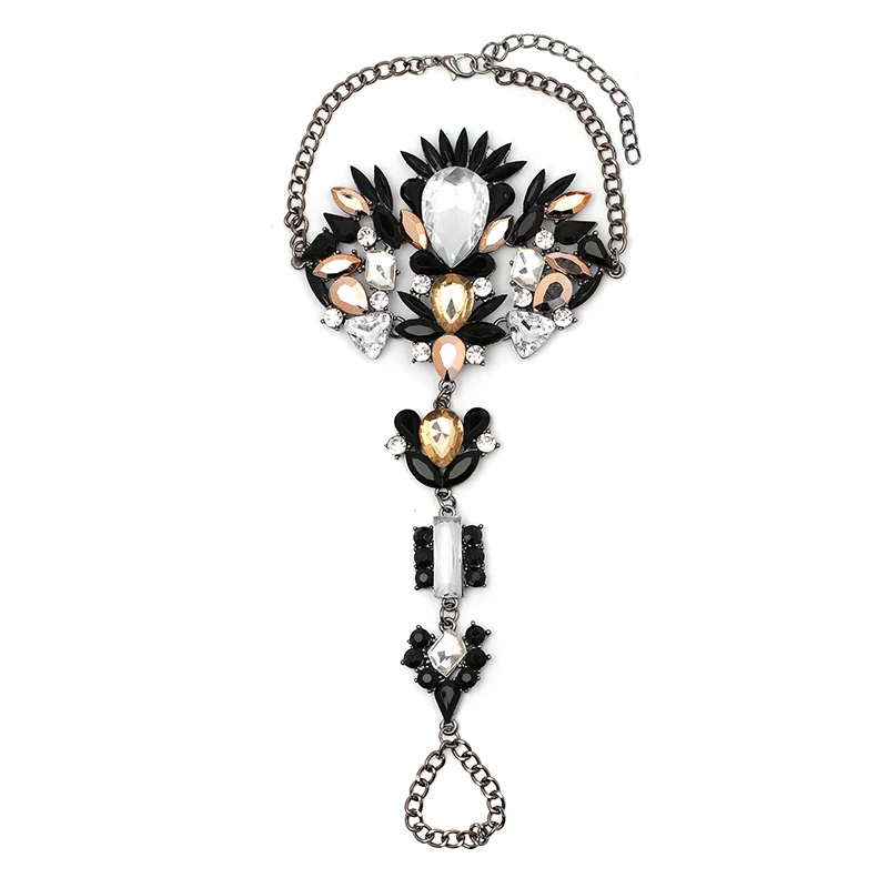 Сексуальный браслет на палец с кристаллами в богемном стиле, цыганский женский браслет, браслеты, синий, белый, черный, желтый, массивные модные ювелирные изделия
