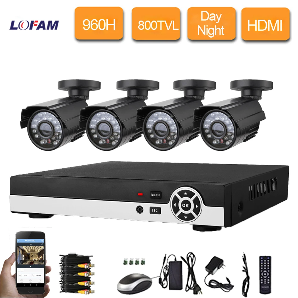 LOFAM 8CH CCTV DVR камера система с 4CH Открытый водонепроницаемый ночного видения