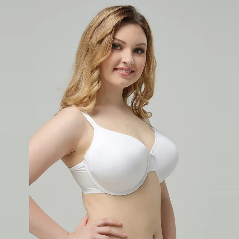 Бюстгальтер размера плюс E F G белый ультра-тонкий бюстгальтер с полной чашечкой