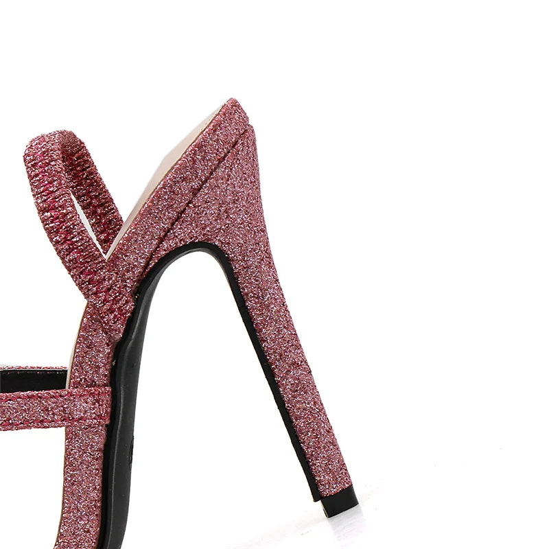 2020 Women Summer 11.5cm High Heels Luxury Sandals Lady Glitter Pumps Female Pink Sequins Wedding Bridal Bling Shoes YFD-123 | Обувь