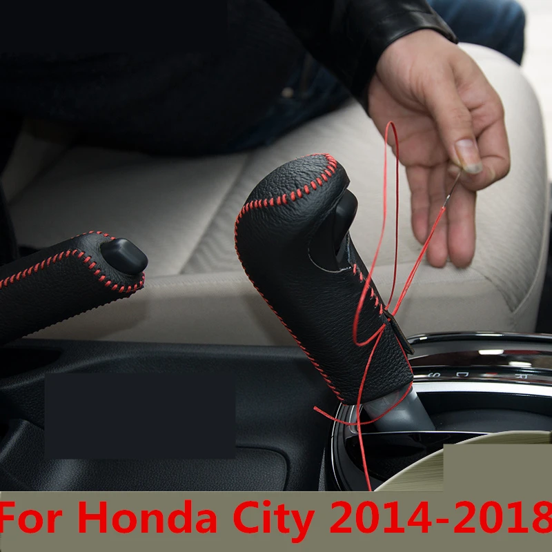 Для Honda City 2014-2018 кожаный центральный пульт переключения передач декоративный