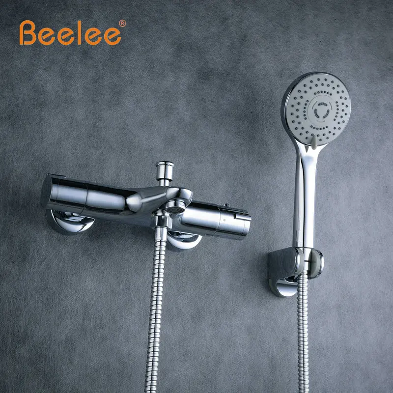 Высококачественный хромированный настенный термостатический смеситель Beelee для