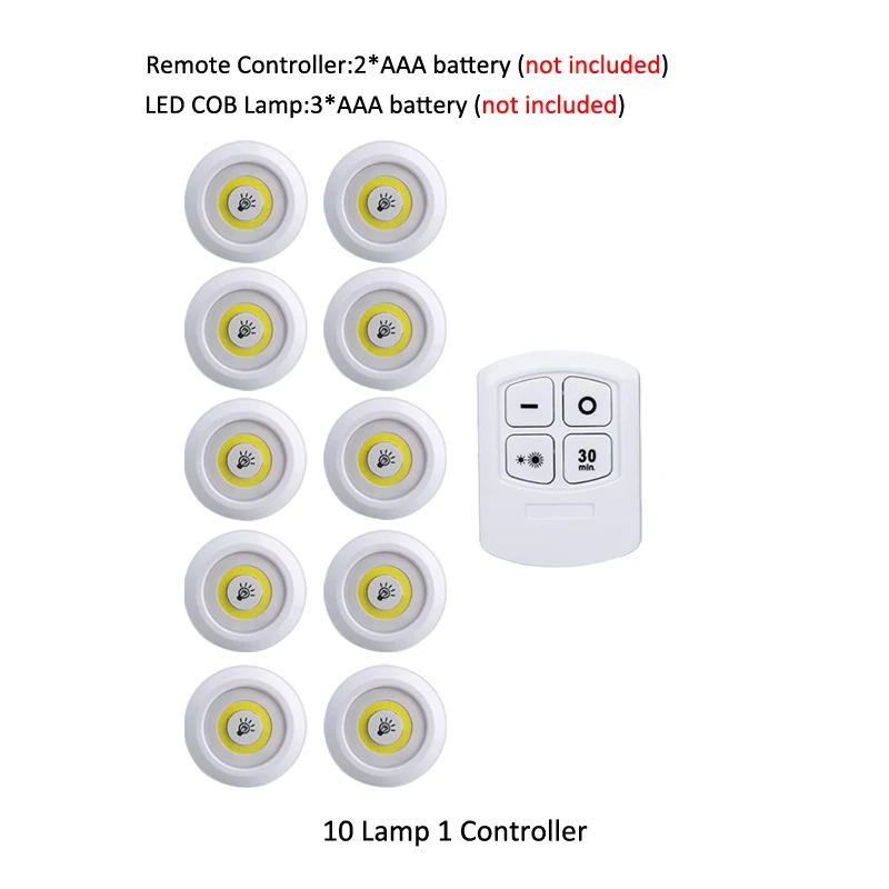 10 lamp 1 controller Сенсорная Светодиодная лампа с датчиком света синхронизации ночник COB диммируемая лампа пульт дистанционного управления аккумуляторные лампы для шкафов лестницы - Испускаемый цвет: 10 lamp 1 controller