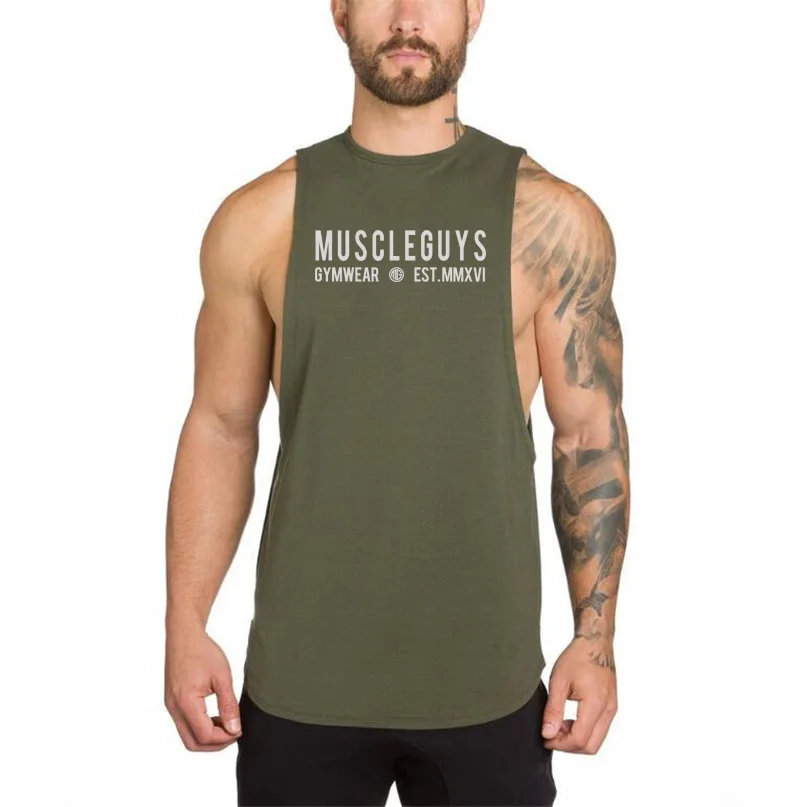 Бренд Muscleguys майка для фитнеса Мужская без рукавов рубашка летняя негабаритная