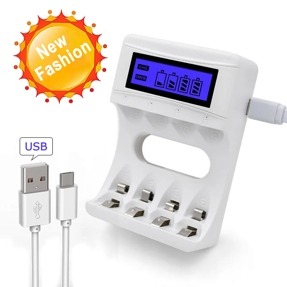 Лучшая цена 4 слота ЖК экран USB зарядное устройство для перезаряжаемые AA/AAA/Ni Cd/Ni mh