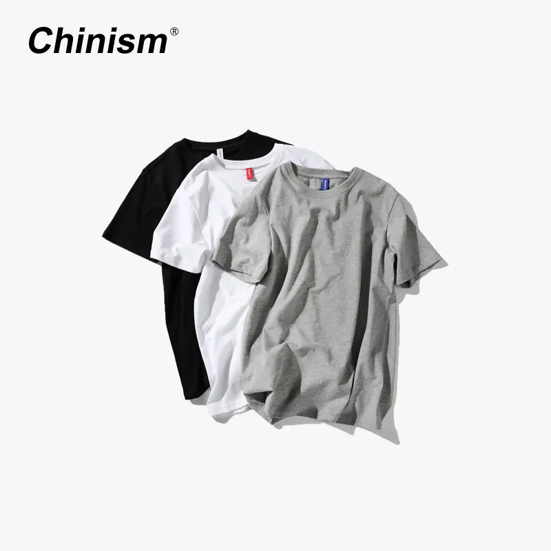 CHINISM классический чистый хлопок Круглый воротник Мужская футболка