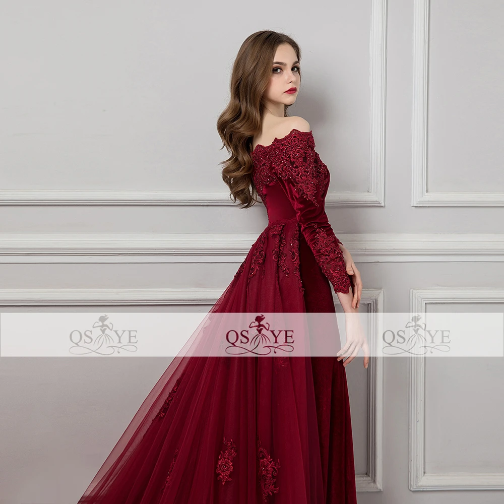 Бургундия Vestido de Festa кружевные вечерние платья 2018 бисером с аппликацией и вырезом