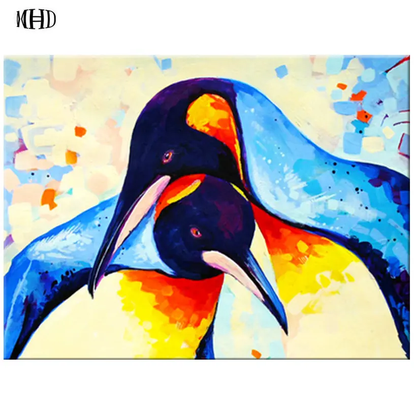 

Алмазная 5D картина MHD с двумя пингвинами, вышивка крестиком в виде попугая, квадратная/Круглая Мозаика, декоративная полноразмерная вышивка