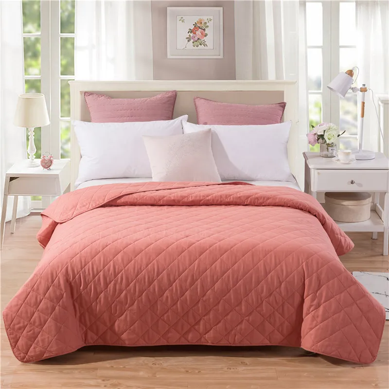 

1pc Breathable Cotton Bedspread Coverlets Quilt Blanket Solid Color Air ConditioningAdults Home Travel Simple Style