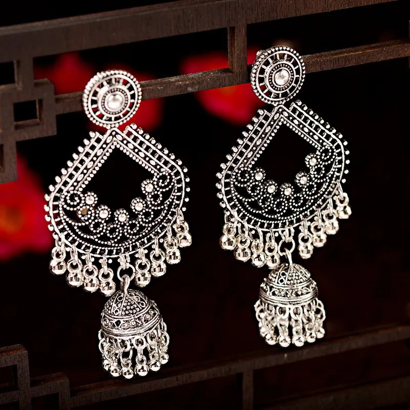 OIQUEI 2019 богемные антикварные Большие колокольчики Jhumka индийские этнические
