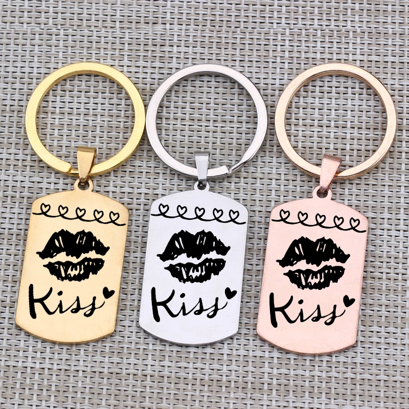 Брелок Kiss ювелирные изделия из нержавеющей стали трендовые 3 цвета на выбор для