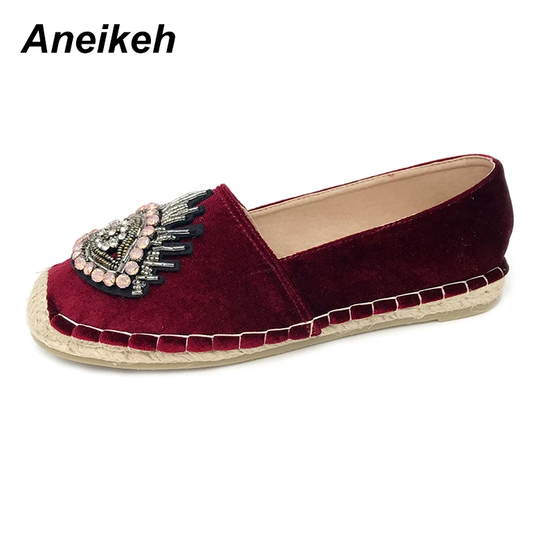 Aneikeh/ г.; осенние женские лоферы с круглым носком; удобная женская обувь на плоской подошве с бусинами; слипоны; Mujer; Цвет Черный