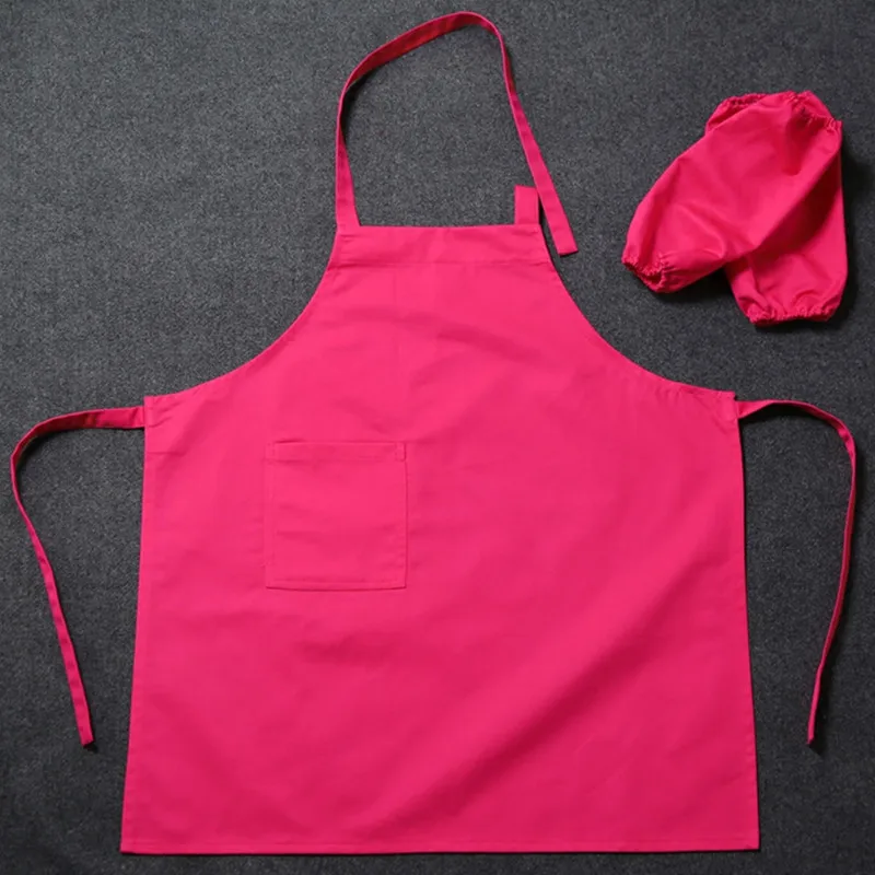 Детский длинный хлопковый фартук и нарукавник Детская школьная одежда для