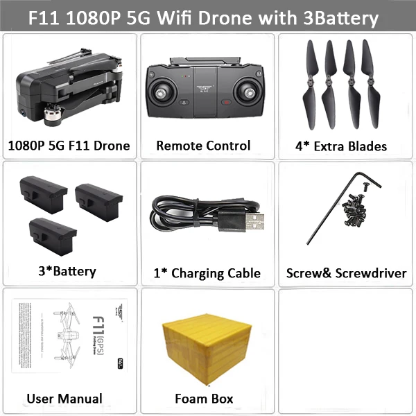 1080P 3B FB SJRC F11 PRO gps Дрон с камерой 2K Дрон FPV 5G Wifi Квадрокоптер управление жестами бесщеточный 25 минут время полета складной Дрон - Цвет: 1080P 3B FB