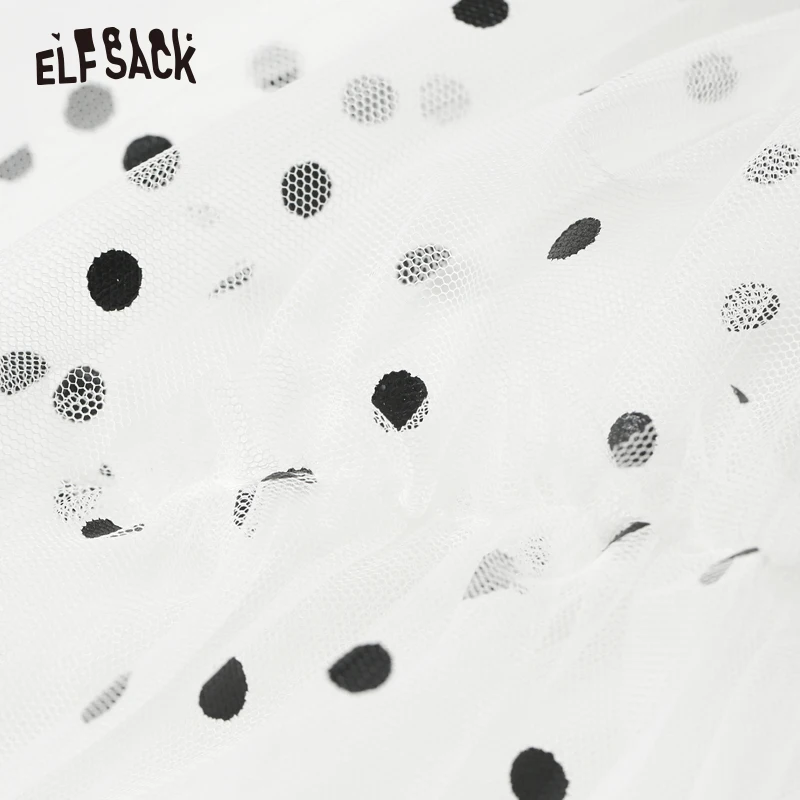 Модная юбка ELFSACK в горошек из тюля асимметричная Женская длинная японском стиле