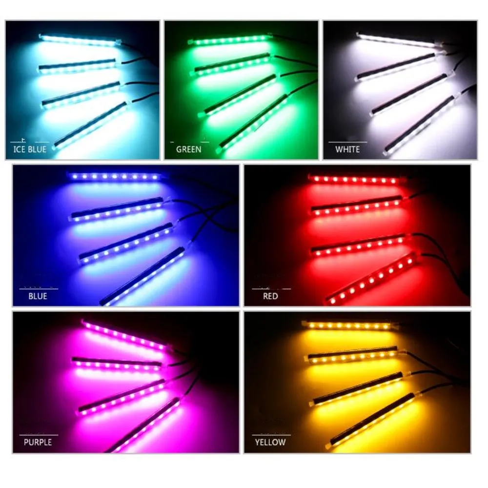 

4 шт., автомобильный RGB светодиодный светильник, Светодиодная лента, светильник, s цвета, автомобильный Стайлинг, декоративные атмосферные ла...
