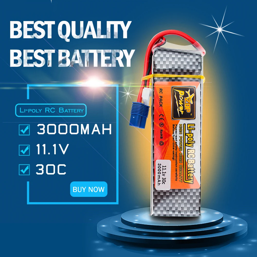 2018 Горячая Lipo Батарея 11 1 v 3000 mah 3 S 30C EC3 T XT60 штекер Zop Мощность полимерная литиевая