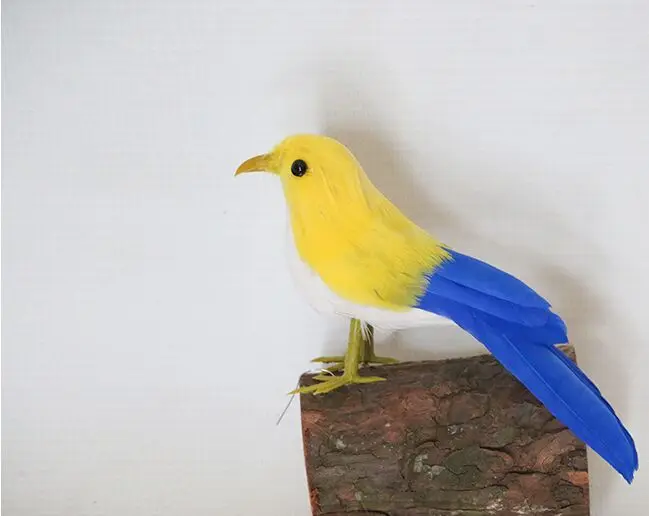 

Симпатичная модель птиц желтого и синего цвета, полиэтилен и перья, маленькая птица, подарок ручной работы, около 13 см s2968