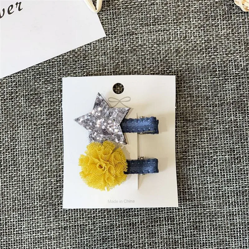 12 компл./лот Лидер продаж Детская одежда ручной работы волос Accessorires подсолнечника фрукты заколка в виде звезд Заколки для волос для девочек, повязка на голову