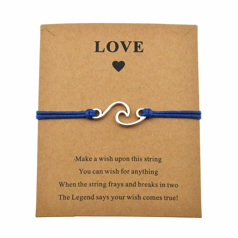 8 цветов Lucky Nautical casual Love Card Make a Wish океанская волна регулируемые браслеты с шармами для женщин и мужчин подарок Дружба Ювелирные изделия - Окраска металла: Royal blue