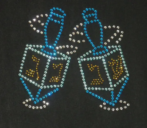 2 шт./лот Dreidels дизайн камень Утюг на стразы горячей фиксации Стразы Переводные