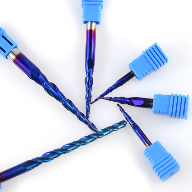 XCAN R0.25-R2.0 Nano с голубым покрытием 2 Флейта Карбид Концевая фреза ЧПУ конический шаровой нос фреза Деревообработка Гравировка Бит