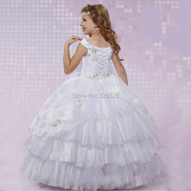 Hot Sale 2016 Crystal Luxury girls pageant dresses Organza Flower Girl Dresses Tiered Ruffles holy communion | Свадьбы и торжества