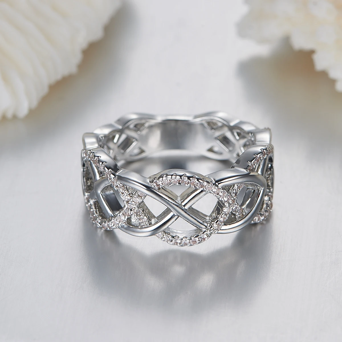 Мода уникальный крест Витая Полые Изысканный партия серебряное кольцо белый