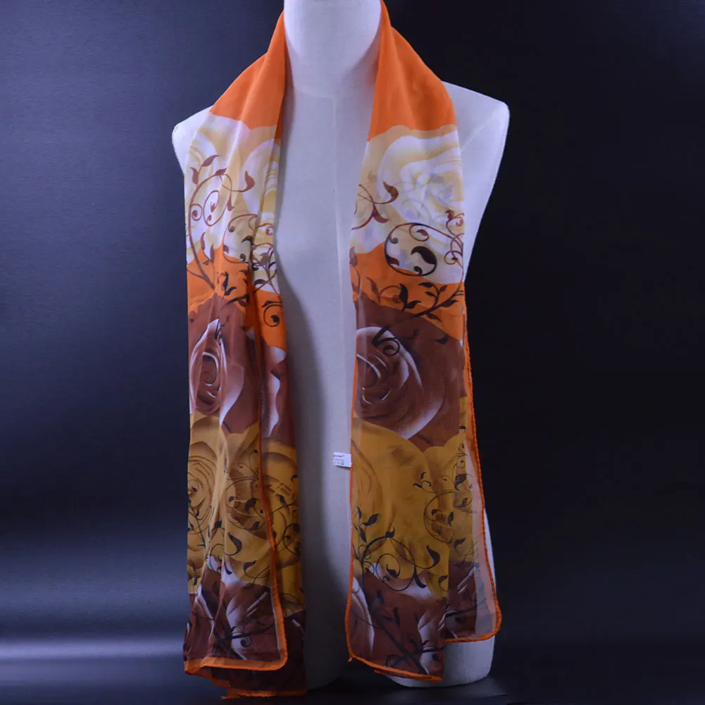 SOKUXILE New Trendy Chiffon Scarf 2019 Female flower Summer Autumn Long Design Air Conditioning Cape Silk Scarves Shawl | Аксессуары для