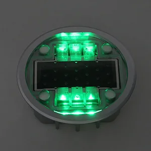 Green Constantly ON IP68 водонепроницаемый алюминиевый чехол на солнечных батареях дорожный светильник-гвоздик Светоотражающая наземПредупреждение льная лампа - Цвет: Green Constantly ON