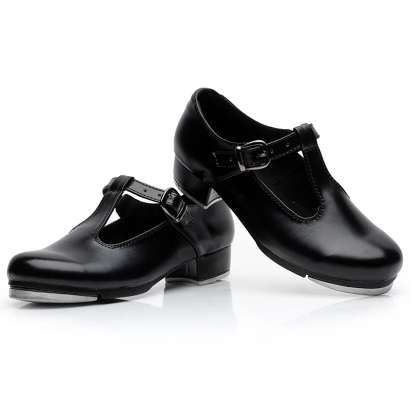 Женские танцевальные туфли из искусственной кожи на низком каблуке с пряжкой