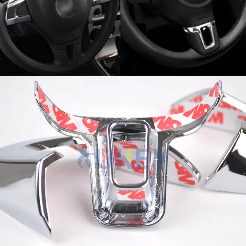 Для VW 2009-2013 Golf 6 Mk6 Bora 2011- Polo Jetta Eos Touran Caddy 1 шт. нижний Средний хромовый чехол накладка на руль