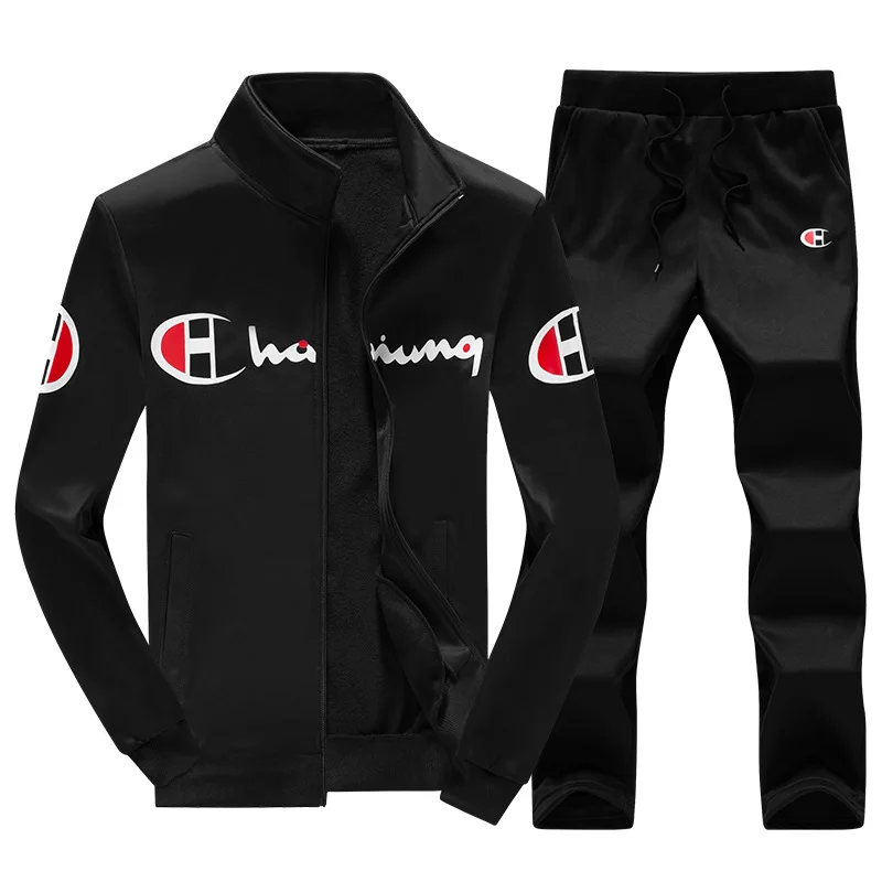 2 шт. для мужчин спортивные костюм флис Zip Up свитер куртка + брюки бег мужской