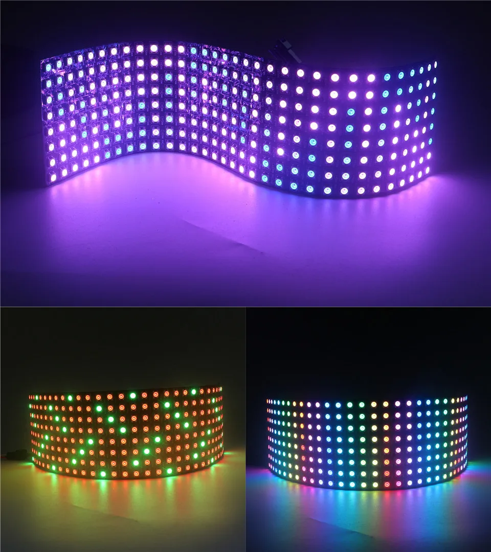 Ws2812 Ws2812b Адресуемая 5050 Rgb цифровая Гибкая панель Ws2812b Rgb Светодиодная лента светильник 5 в панель экран 8*8 16*16 8*32 пикселей